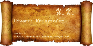 Udvardi Krisztofer névjegykártya